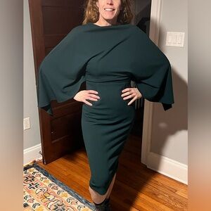 Alexia Admor vida cape sheath  dressDark Green Long Sleeve